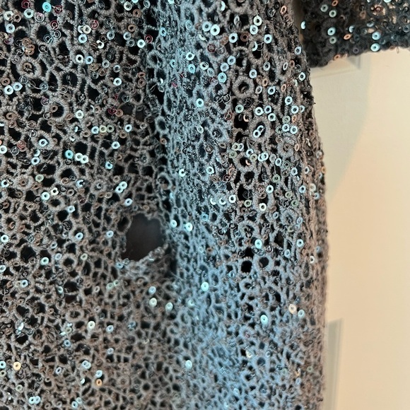 Kay Unger Grey Sparkle Jagged Edge Sheath Dress - Picture 6 of 16